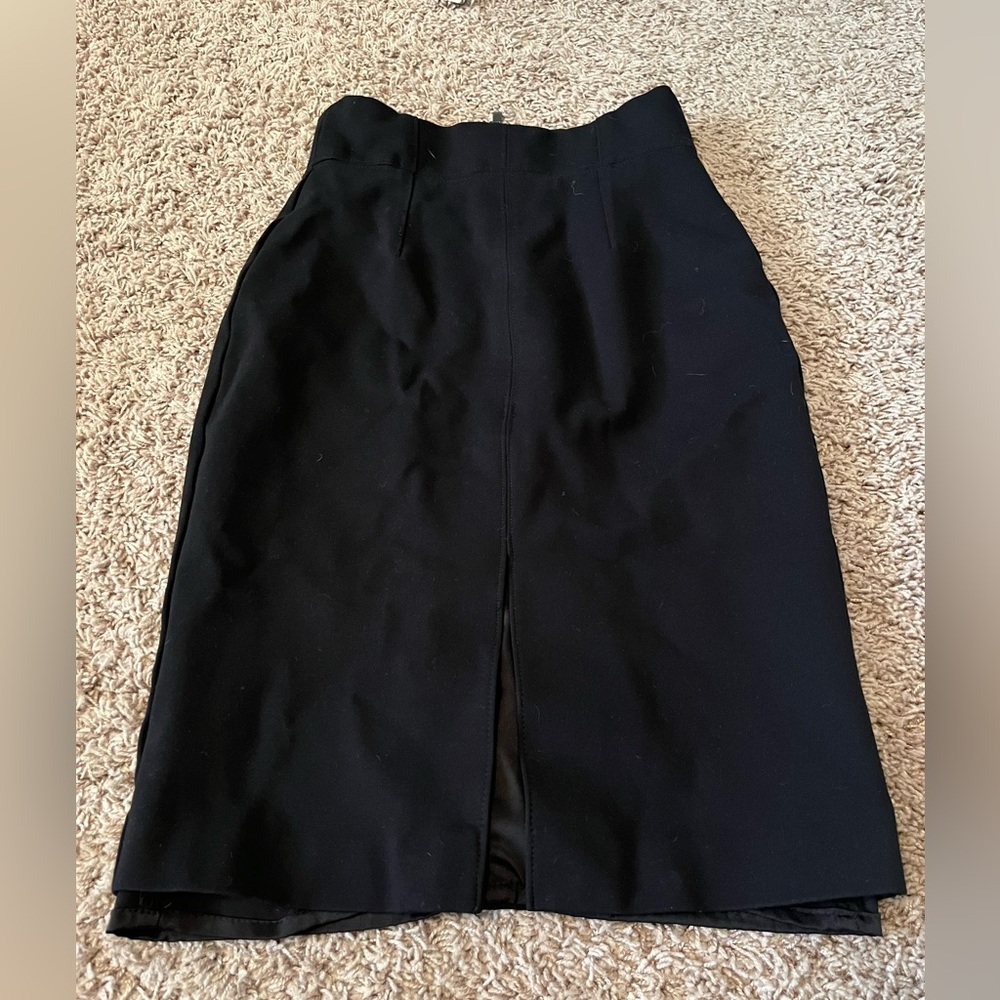 Black pencil skirt with front slit